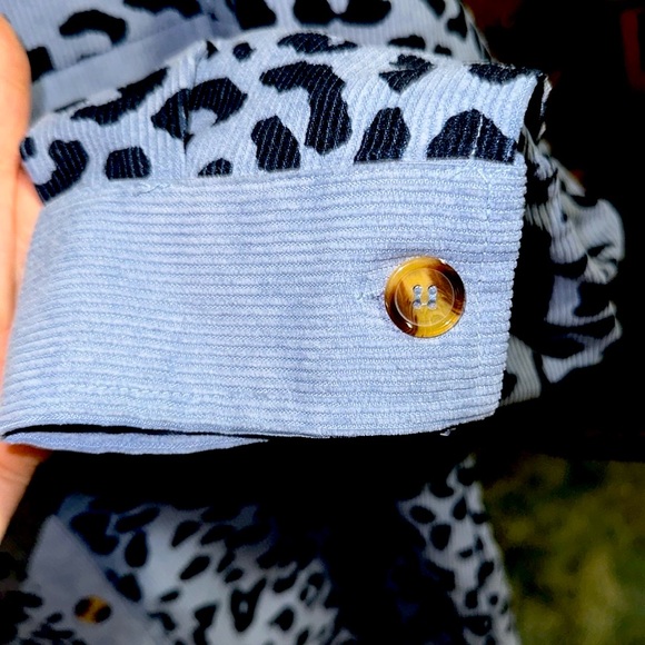 NWOT LEOPARD PRINT CORDUROY SHIRT JACKET WOMENS XXL BLUE & BLACK - Picture 3 of 9